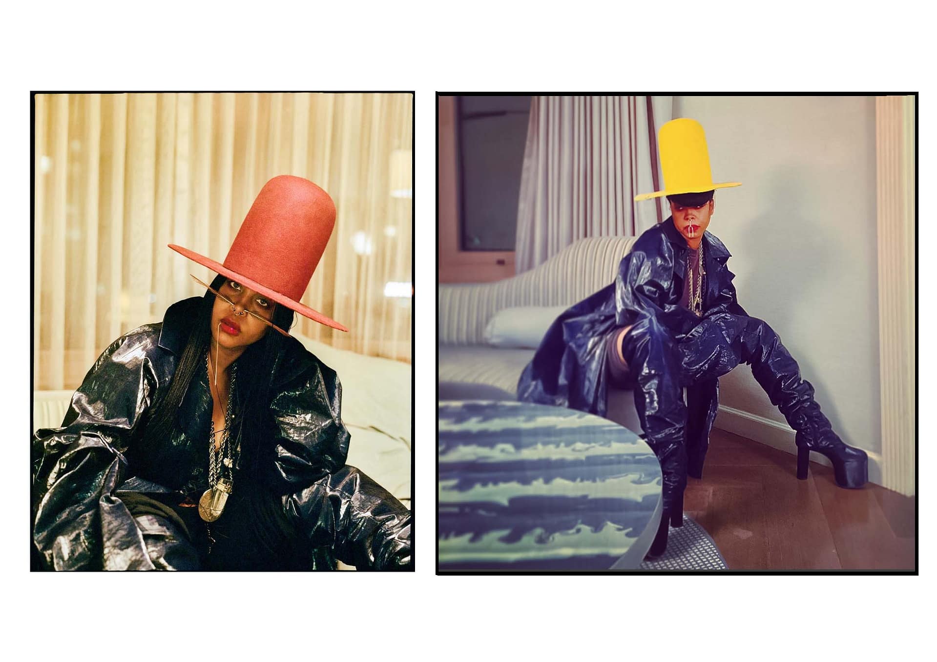 Erykah Badu wearing Micol Ragni blue coat
